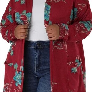 Elegant Floral Red Cardigan